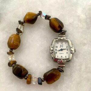 Women’s Watch Quartz Beaded Bracelet Brand New Battery L J Japan Movement